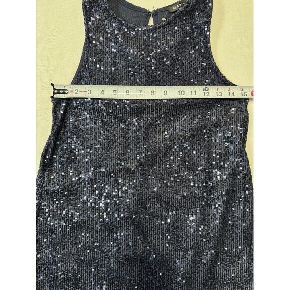 Marina Navy Blue Sequin Beaded Slip Dress Size 6 Made In USA Cocktail Party - Picture 6 of 7